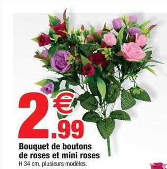 Bazarland Bouquet de boutons de roses et mini roses offre