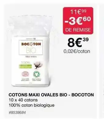 Costco Cotons maxi ovales bio - bocoton offre