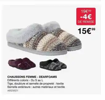 Costco Chaussons femme - dearfoams offre