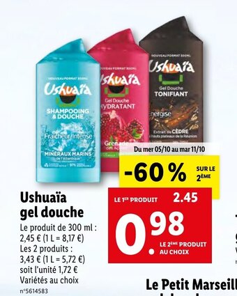 Lidl USHUAIA gel douche offre