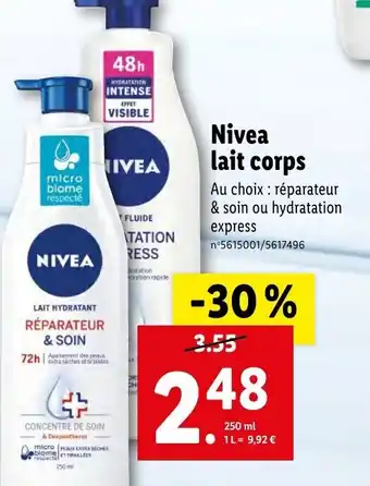 Lidl NIVEA lait corps offre