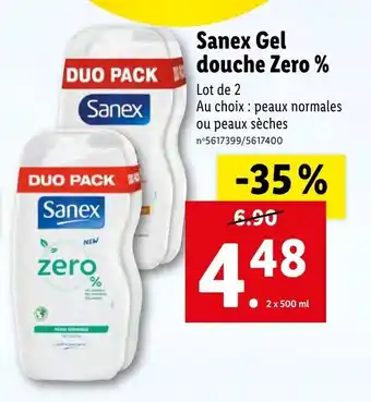 Lidl SANEX gel douche zero % offre