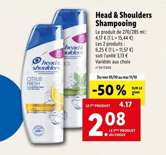 Lidl HEAD & SHOULDERS shampooing offre
