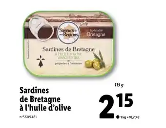 Lidl Sardines de bretagne à l'huile d'olive offre