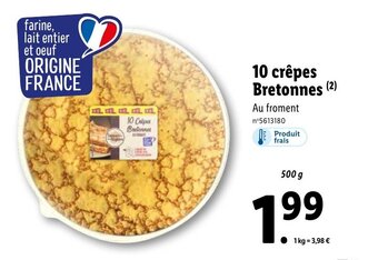 Lidl 10 crêpes bretonnes offre