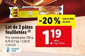 Lidl Lot de 2 pâtes feuilletées offre