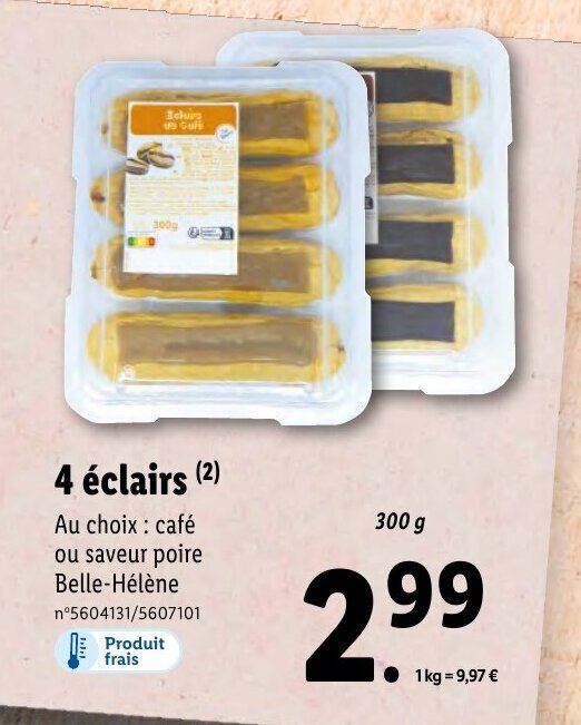 Promo 4 éclairs chez Lidl