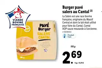 Lidl Burger pavé salers au cantal offre