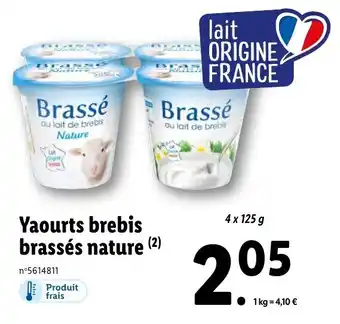 Lidl Yaourts brebis brassés nature offre
