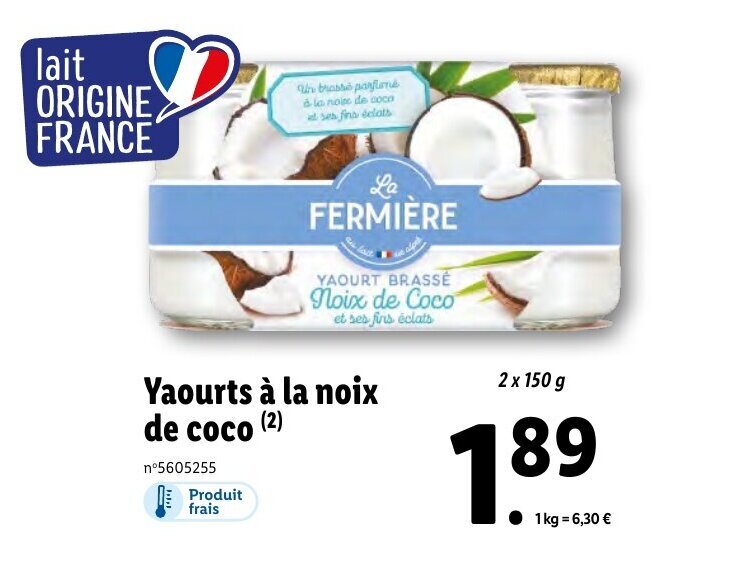 Promo Yaourts à la noix de coco chez Lidl