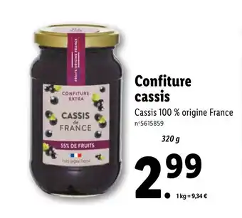 Lidl Confiture cassis offre