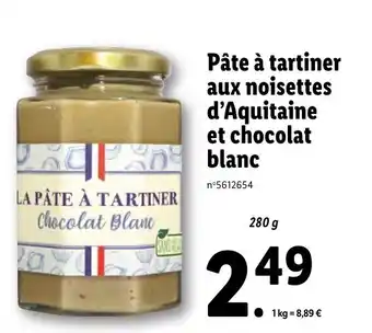 Lidl Pâte à tartiner aux noisettes d'aquitaine et chocolat blanc offre