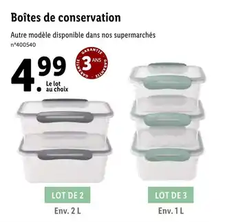 Lidl Boîtes de conservation offre