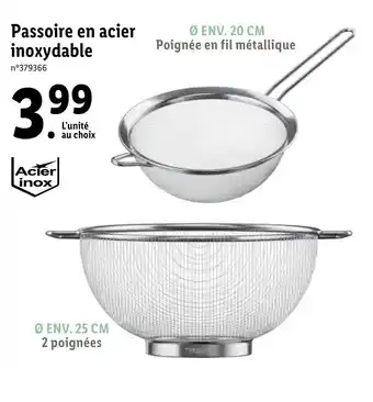 Lidl Passoire En Acier Inoxydable offre