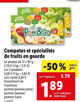 Lidl Compotes Et Spécialités De Fruits En Gourde offre