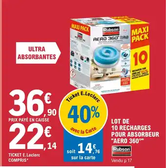E.Leclerc Lot De 10 Recharges Pour Absorbeur "Aero 360" offre