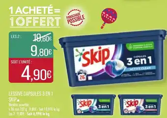 Match Lessive Capsules 3 en 1 Skip offre