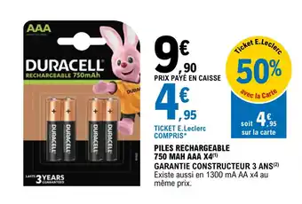 E.Leclerc Piles rechargeable 750 mah AAA x4 offre