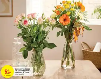 Intermarché Hyper Bouquet 10 roses 40 cm ou bouquet composé 9 tiges offre