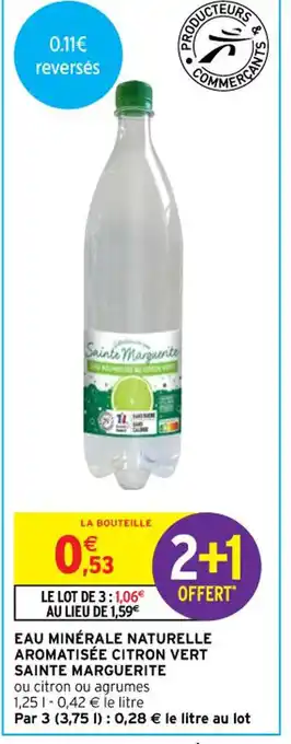 Intermarché Hyper Eau Minérale Naturelle Aromatisée Citron Vert Sainte Marguerite offre