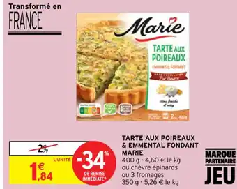 Tarte Aux Poireaux & Emmental Fondant Marie