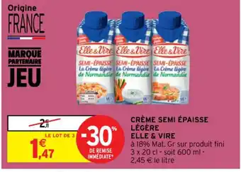 Crème Semi Épaisse Légère Elle & Vire