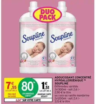 Intermarché Hyper Adoucissant Concentré Hypoallergémique Soupline offre