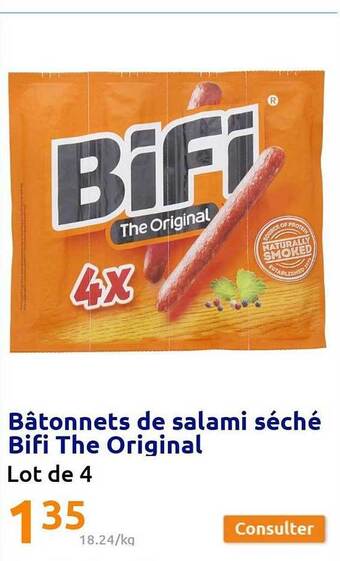 Action Bâtonnets de salami séché bifi the original offre