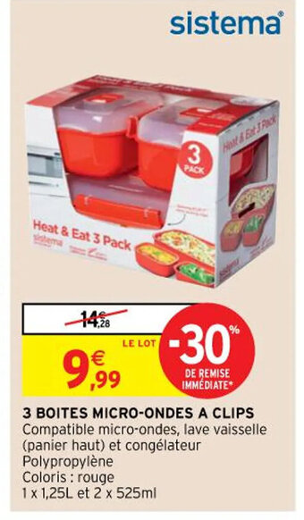 Intermarché Hyper 3 Boites Micro-Ondes A Clips offre