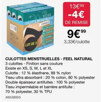 Costco Culottes Menstruelles- Feel Natural offre