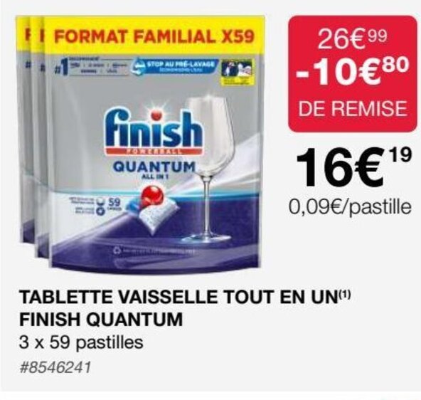 Promo Tablette Vaisselle Tout en Un Finish Quantum chez Costco