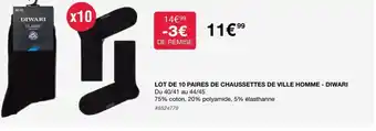 Costco Lot de 10 Paires de Chaussettes de Ville Homme - Diwari offre