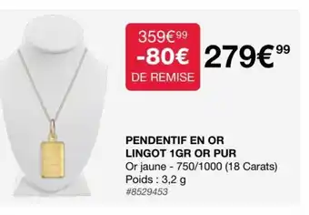 Pendentif en Or Lingot 1GR Or Pur