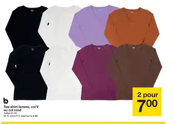 Zeeman Tee-Shirt Femme Col V Ou Col Rond offre