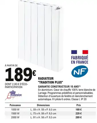E.Leclerc Brico Radiateur Tradition Plus offre