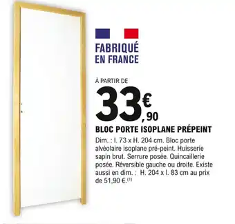 E.Leclerc Brico Bloc Porte Isoplane Prépeint offre