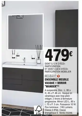 E.Leclerc Brico Ensemble Meuble Vasque+ Miroir wander offre