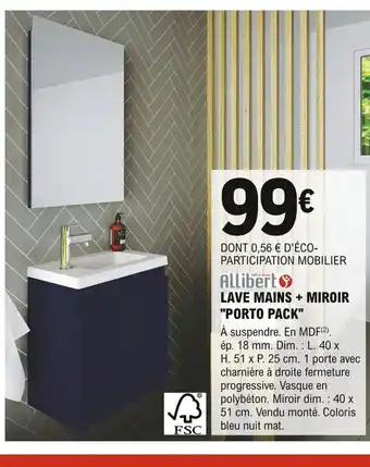 E.Leclerc Brico Lava Mains+miroir Porto Pack offre