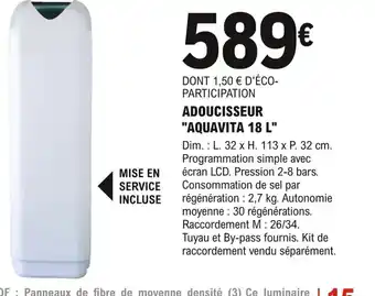 E.Leclerc Brico Adoucisseur Aquavita 18L offre