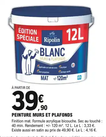 E.Leclerc Brico Peinture Murs Et Plafonds offre