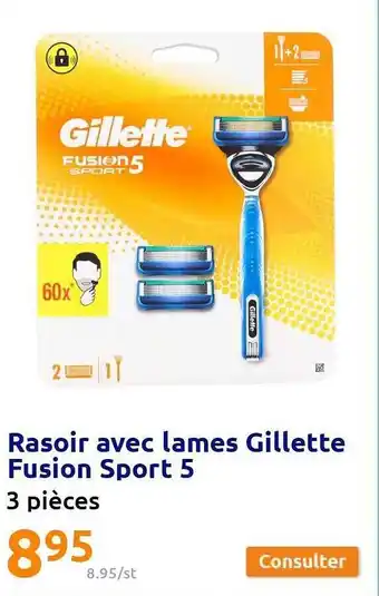 Action Rasoir avec lames gillette fusion sport 5 offre