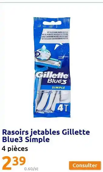 Action Rasoirs jetables gillette blue3 simple offre