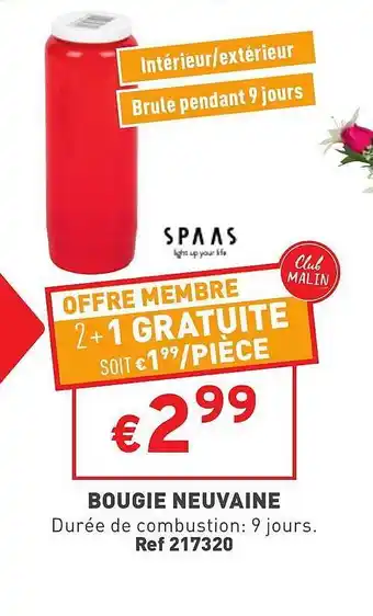 Trafic Bougie neuvaine offre
