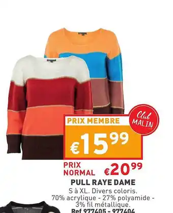 Trafic Pull rayé dame offre