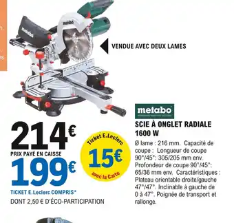 E.Leclerc Brico Scie à Onglet Radiale 1600w offre