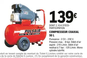 E.Leclerc Brico Compresseur Coaxial 50L offre
