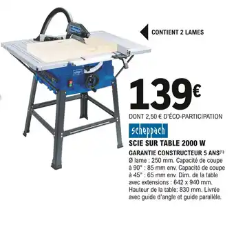 E.Leclerc Brico Scie Sur Table 2000W offre