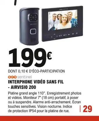 E.Leclerc Brico Interphone Vidéo Sans Fil Airvisio 200 offre