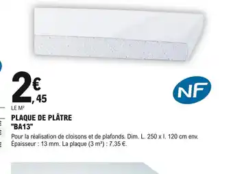E.Leclerc Brico Plaque de Plâtre Ba13 offre