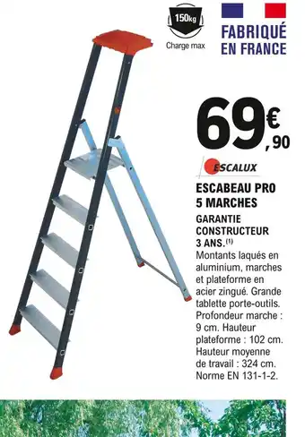 E.Leclerc Brico Escabeau Pro 5 Marches offre